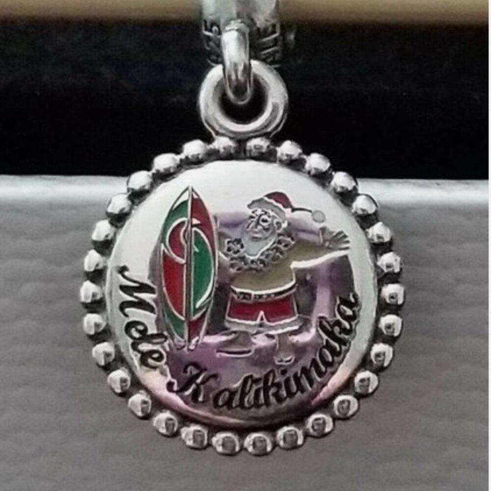PANDORA Sterling Silver Hawaii Exclusive Santa Surf MELE KALIKIMAKA Merry Xmas -